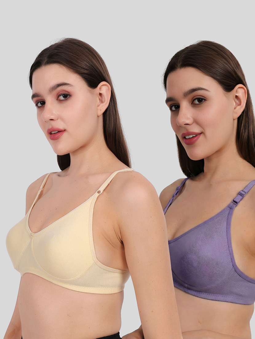 women pack of 2 solid full coverage regular bra