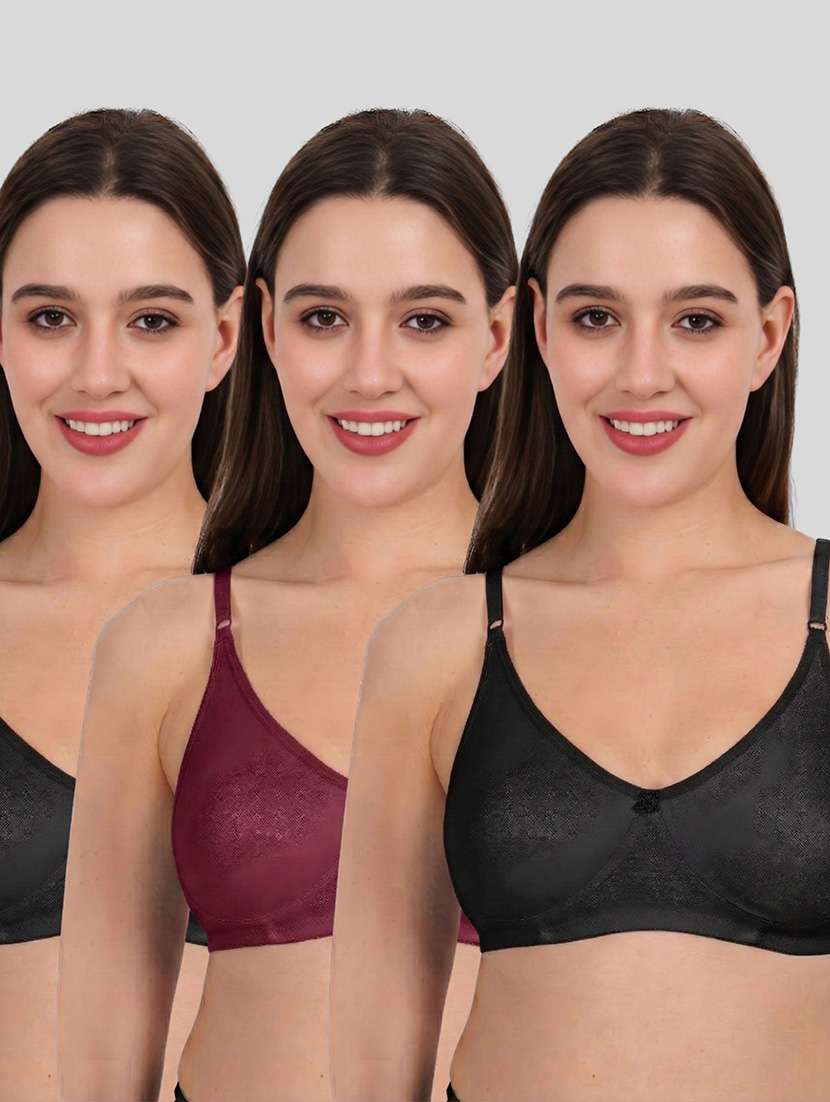 women pack of 3 solid full coverage regular bra
