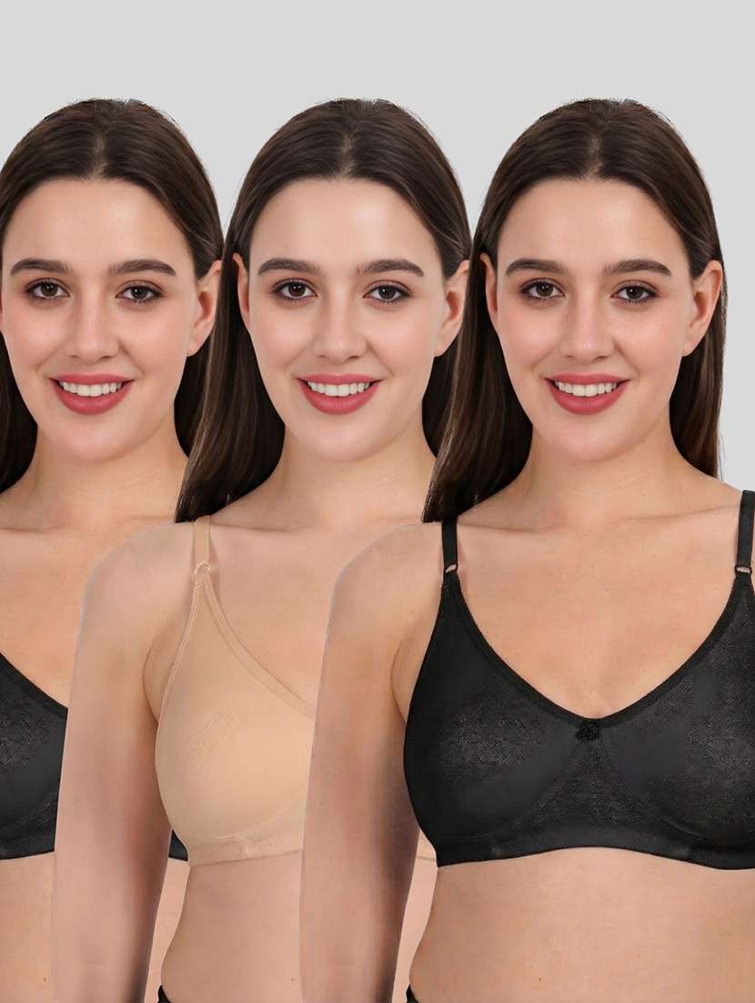 women pack of 3 solid full coverage regular bra