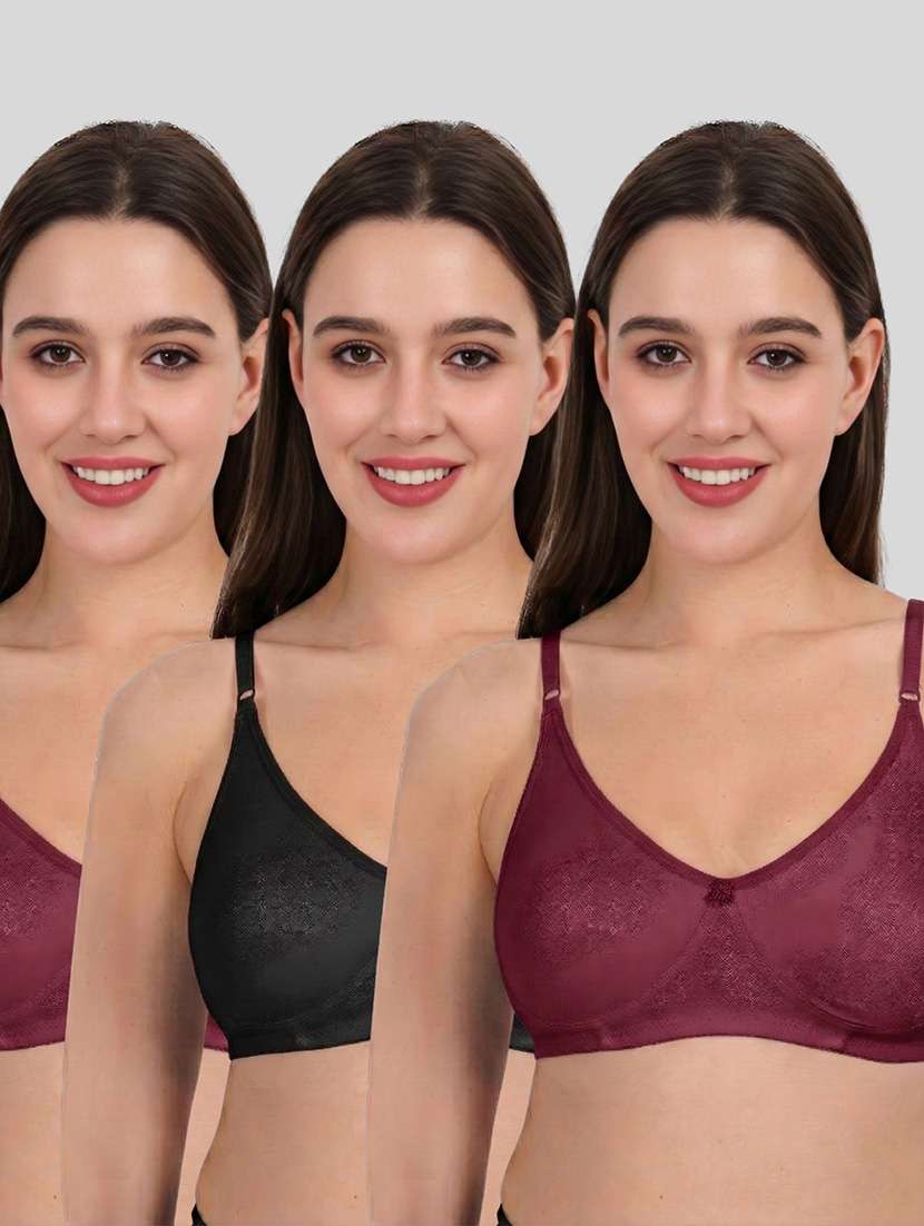 women pack of 3 solid full coverage regular bra