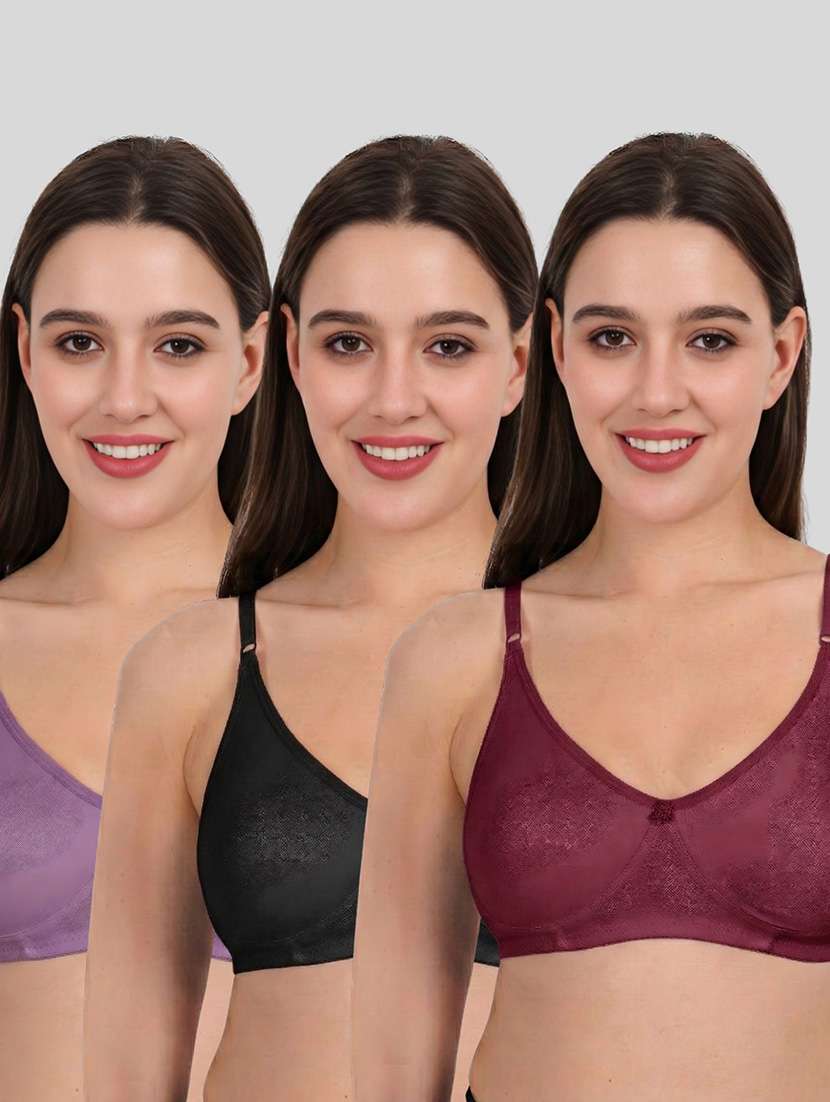 women pack of 3 solid full coverage regular bra