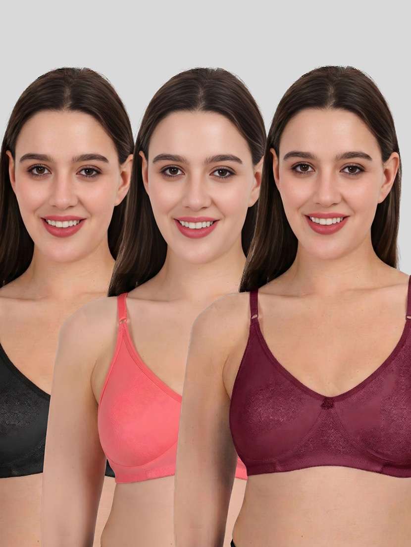 women pack of 3 solid full coverage regular bra