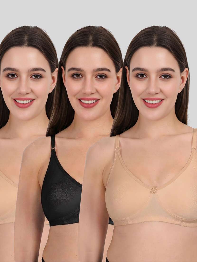 women pack of 3 solid full coverage regular bra