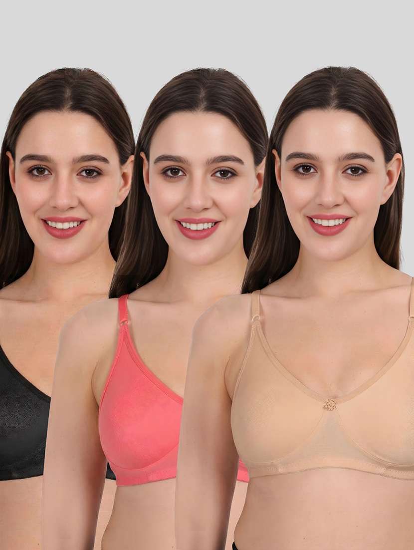 women pack of 3 solid full coverage regular bra