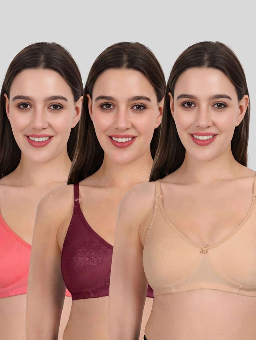 women pack of 3 solid full coverage regular bra