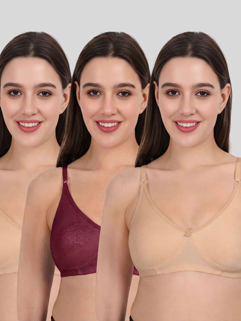 women pack of 3 solid full coverage regular bra