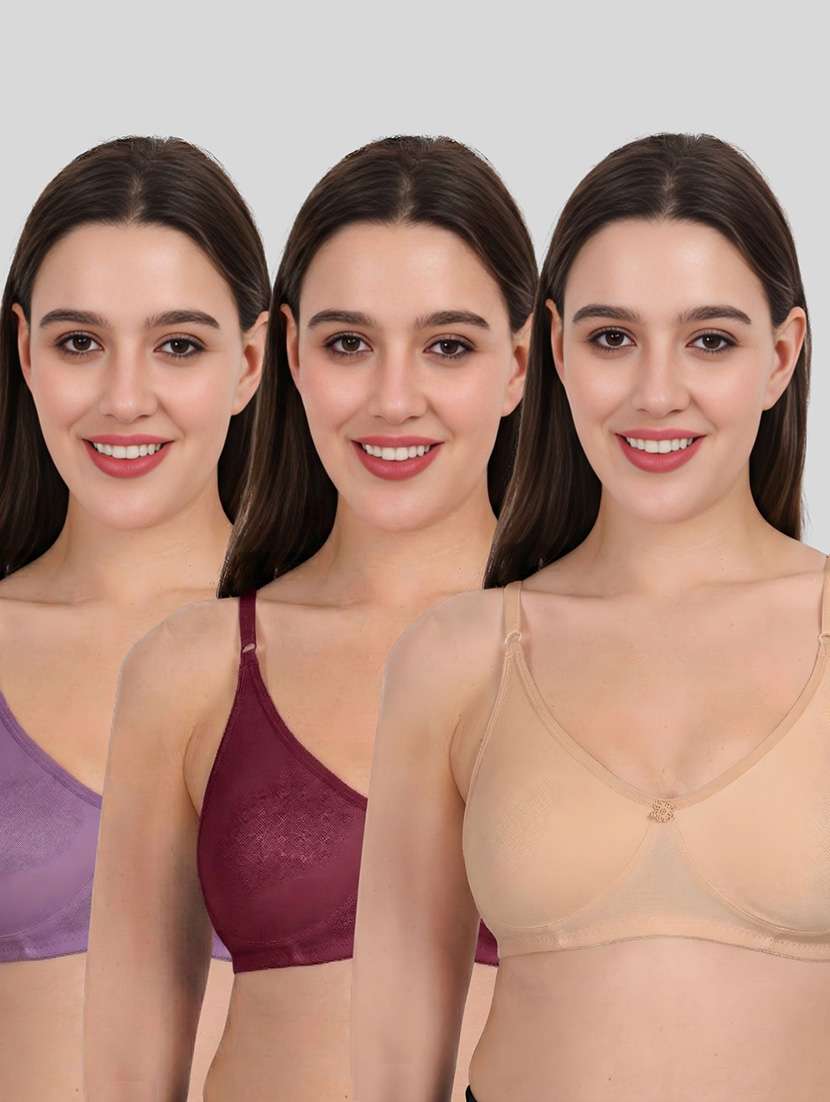 women pack of 3 solid full coverage regular bra
