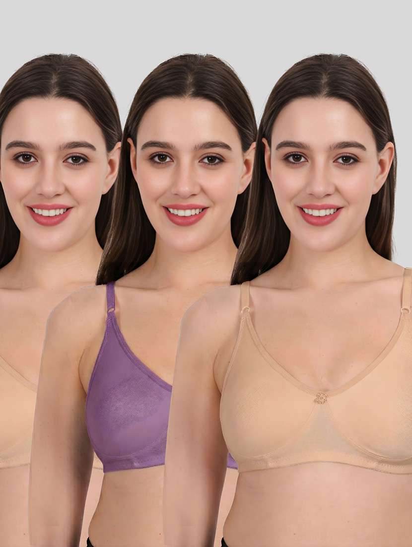 women pack of 3 solid full coverage regular bra