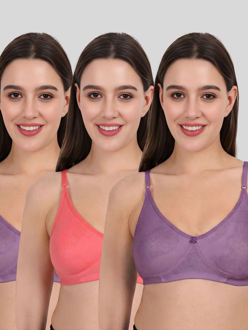 women pack of 3 solid full coverage regular bra