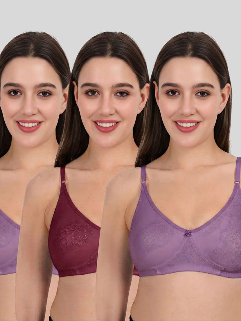 women pack of 3 solid full coverage regular bra