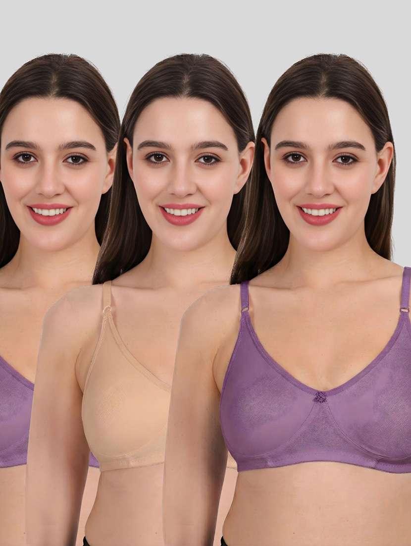 women pack of 3 solid full coverage regular bra