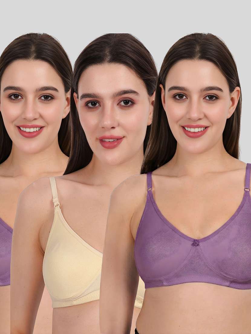 women pack of 3 solid full coverage regular bra