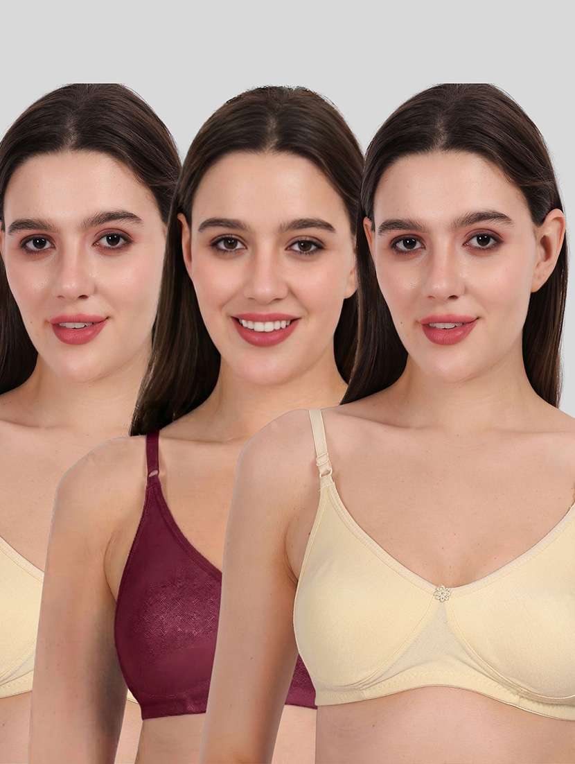 women pack of 3 solid full coverage regular bra