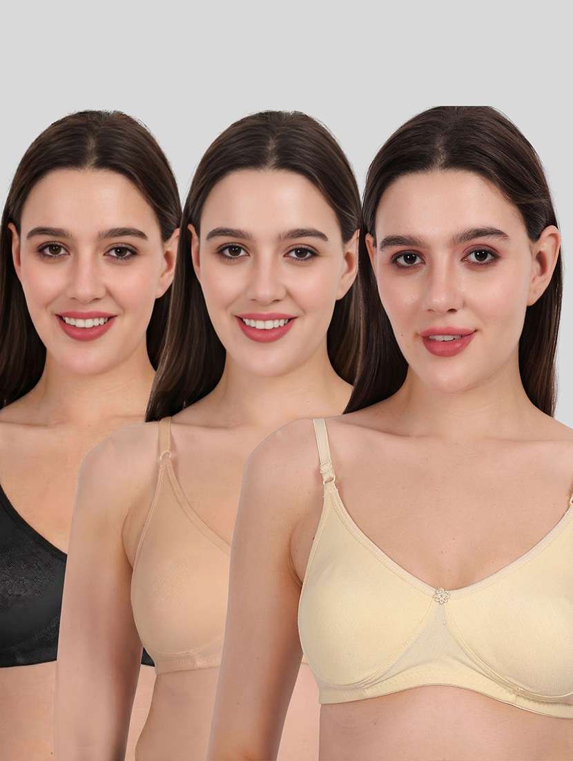 women pack of 3 solid full coverage regular bra