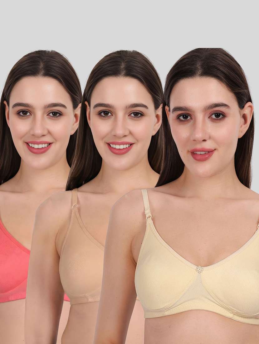 women pack of 3 solid full coverage regular bra
