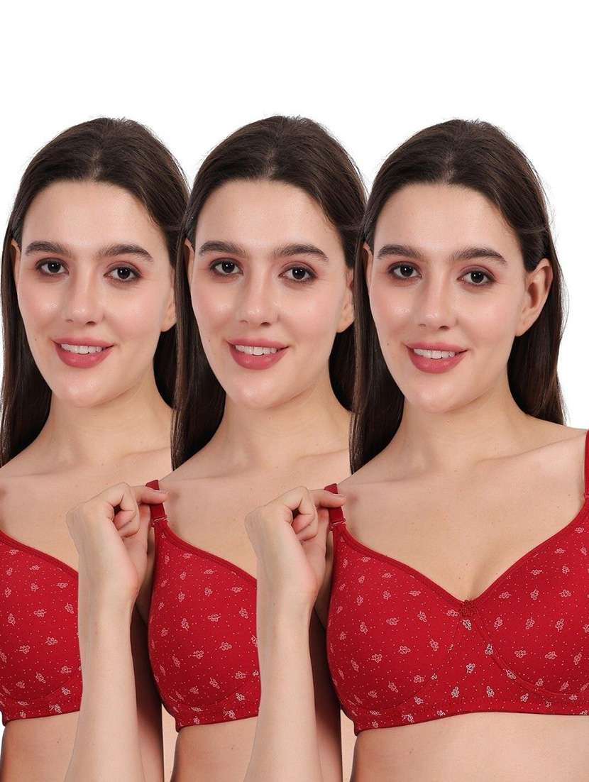 women pack of 3 printed full coverage regular bra