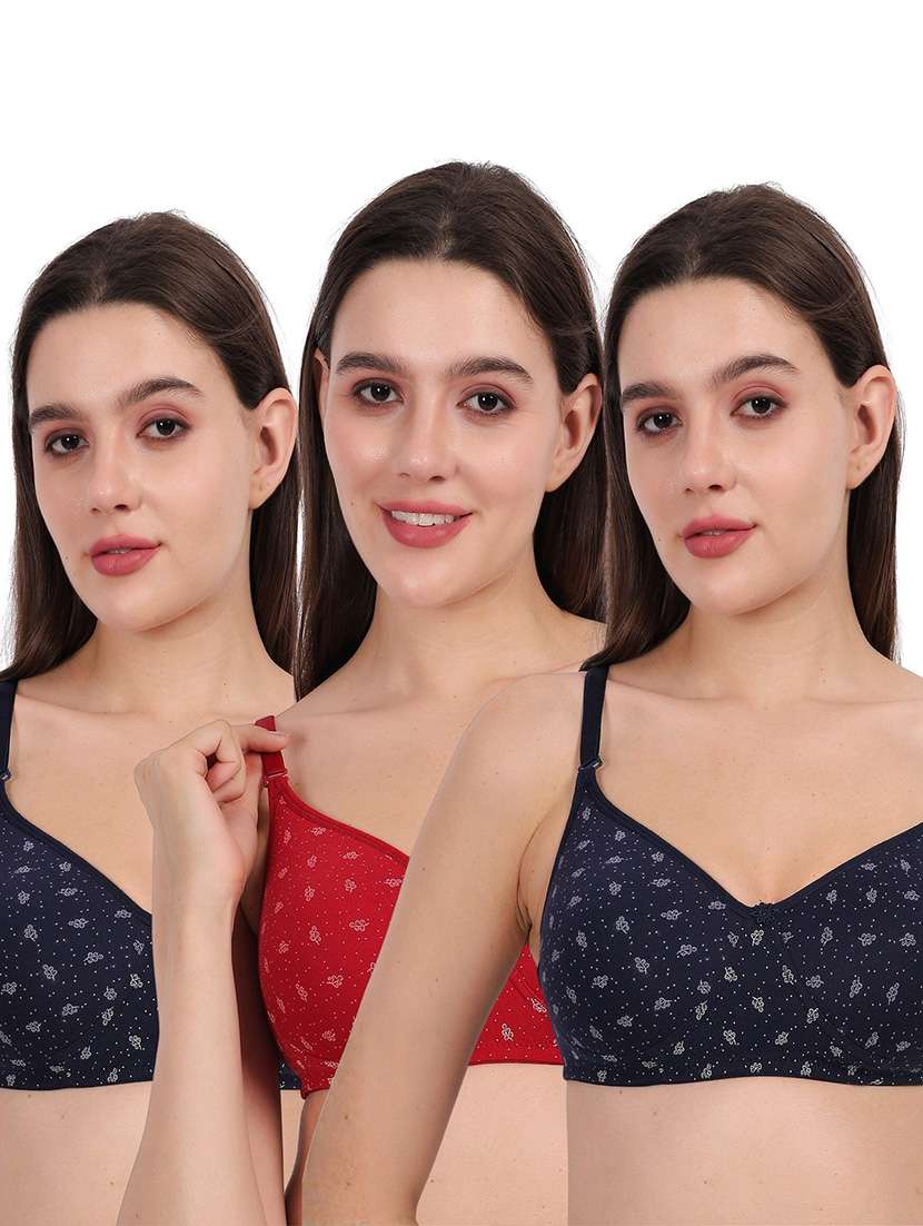 women pack of 3 printed full coverage regular bra