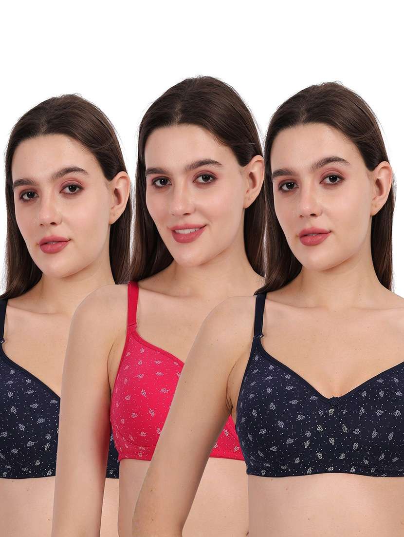 women pack of 3 printed full coverage regular bra