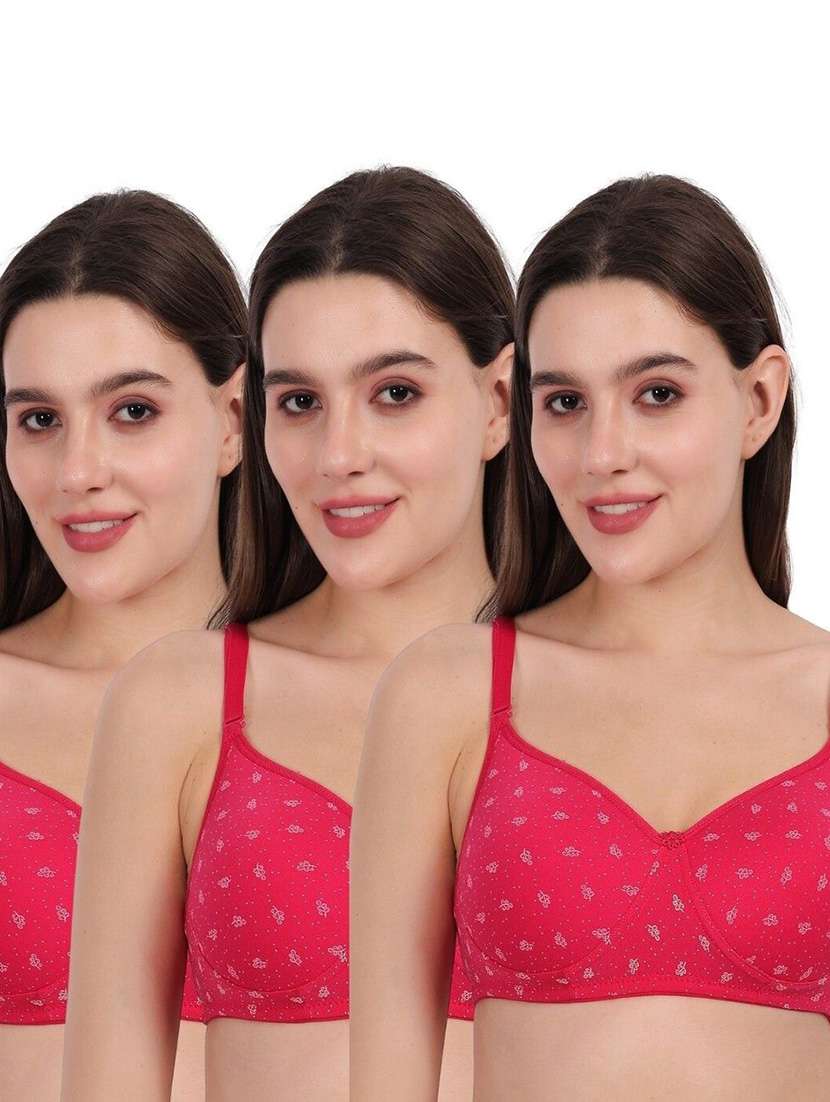 women pack of 3 printed full coverage regular bra