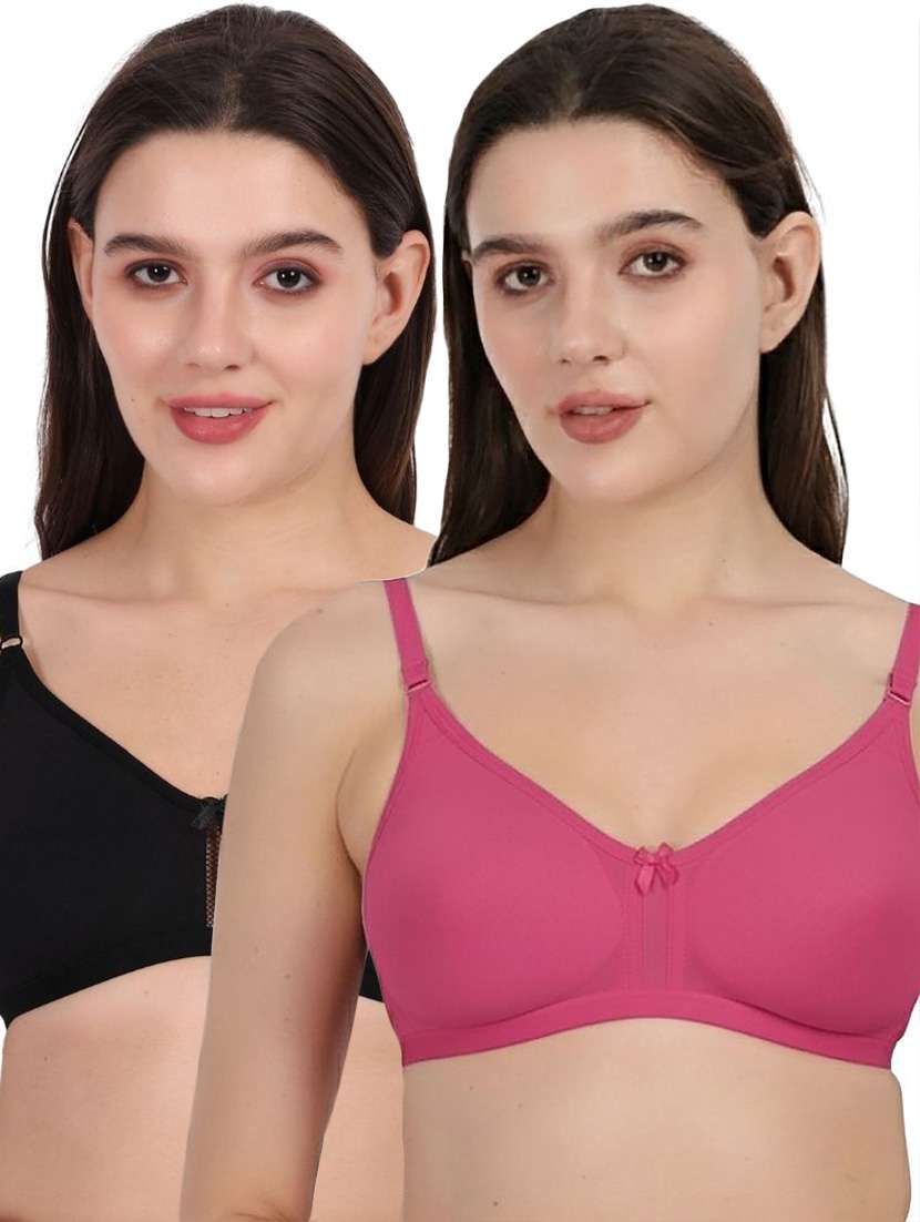 women pack of 2 solid full coverage regular bra