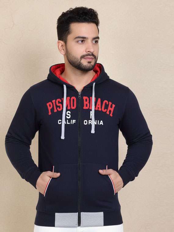 men printed long sleeves hooded sweatshirt