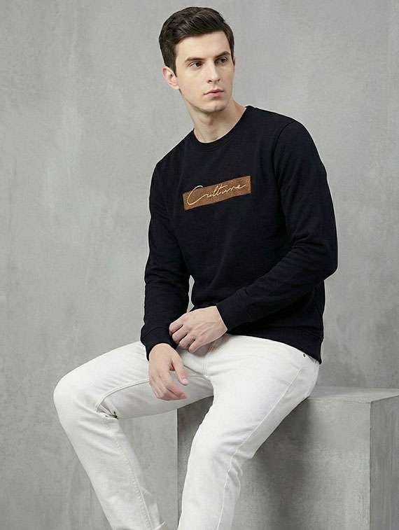 men printed long sleeves regular fit sweatshirt