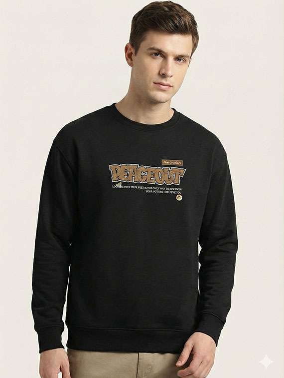 men printed long sleeves regular fit sweatshirt