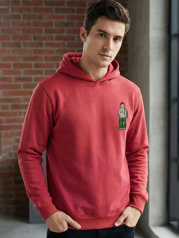 men solid with work long sleeve regular fit sweatshirt