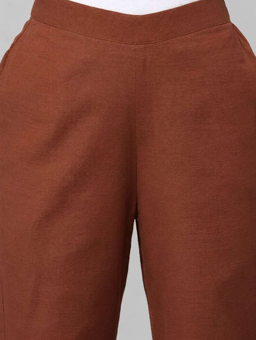 Women Solid Mid Rise Straight Palazzo - 22721711 -  Standard Image - 5