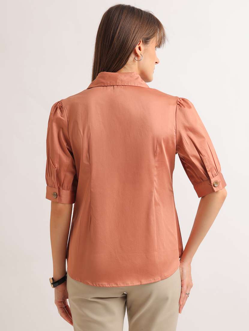 Women Solid Short Sleeves A-line Top - 22721738 -  Standard Image - 3
