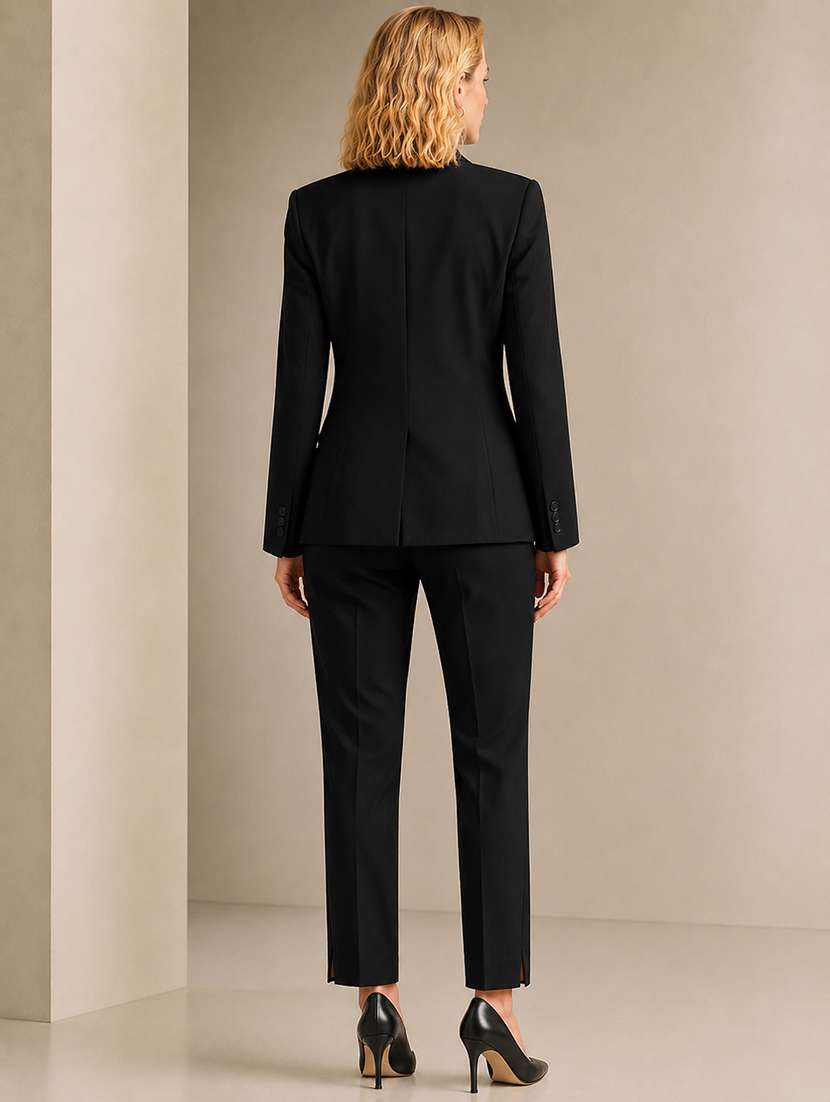 Women Solid Long Sleeves Blazer And Trouser Set - 22721790 -  Standard Image - 3