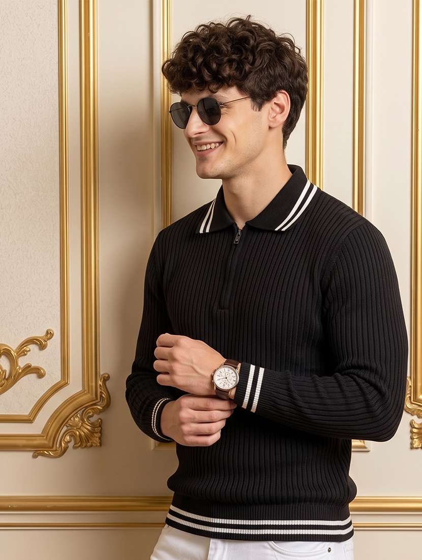 men self design long sleeves regular fit pullover