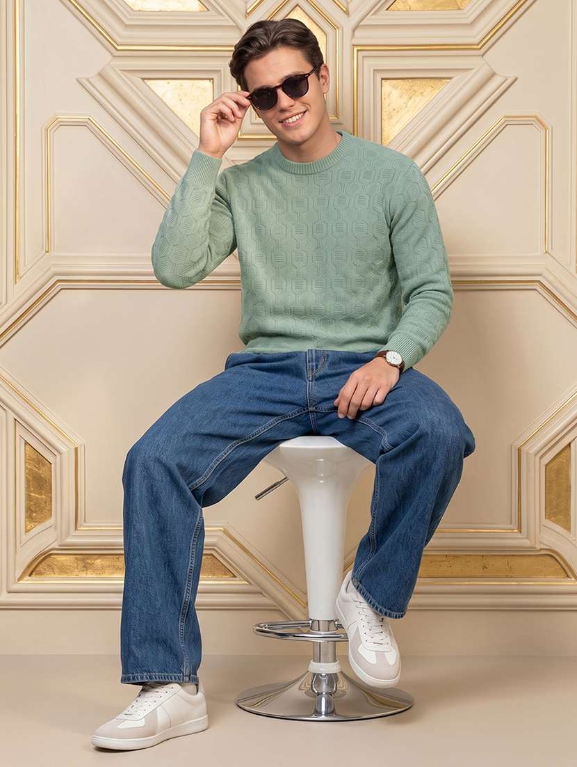 Men Self Design Long Sleeves Regular Fit Pullover - 22721812 -  Standard Image - 3