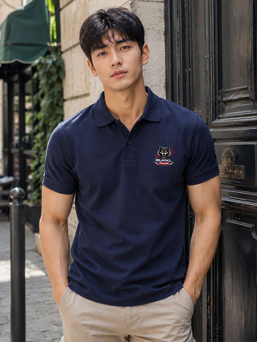men logo printed short sleeves polo t-shirt
