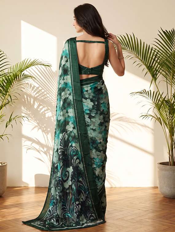 Women Printed Casual Wear Saree With Blouse - 22721873 -  Standard Image - 3