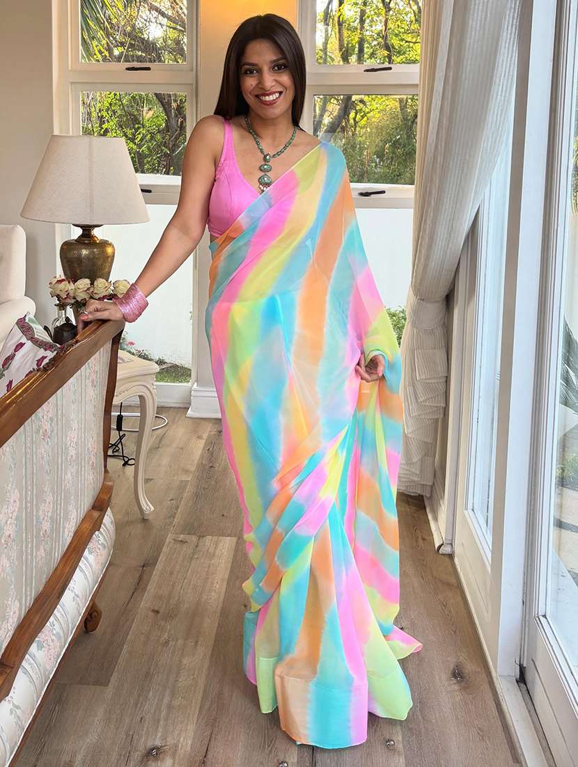 Women Leheriya Printed Saree With Blouse - 22721899 -  Standard Image - 5