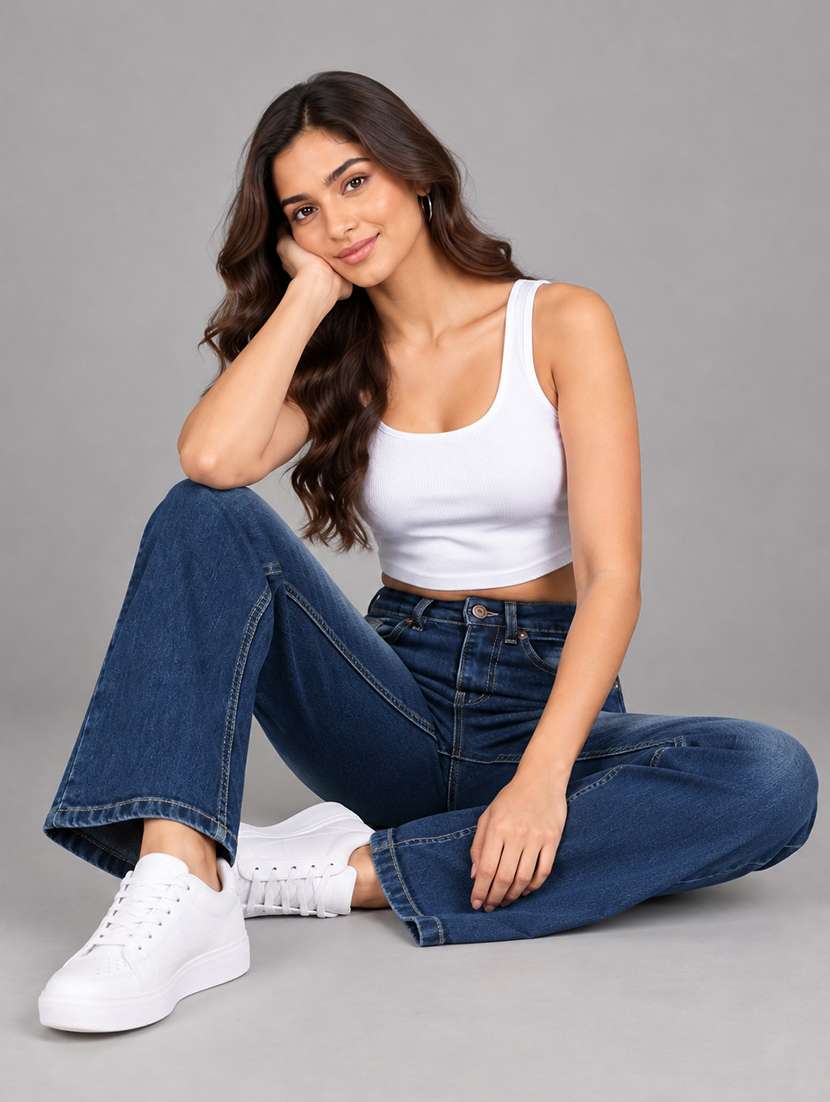 Women Washed High Rise Straight Jeans - 22721900 -  Standard Image - 3