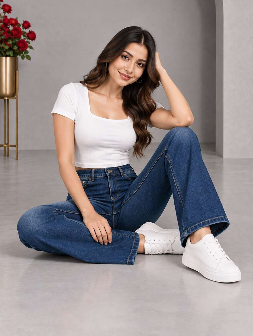 Women Washed High Rise Straight Jeans - 22721910 -  Standard Image - 3