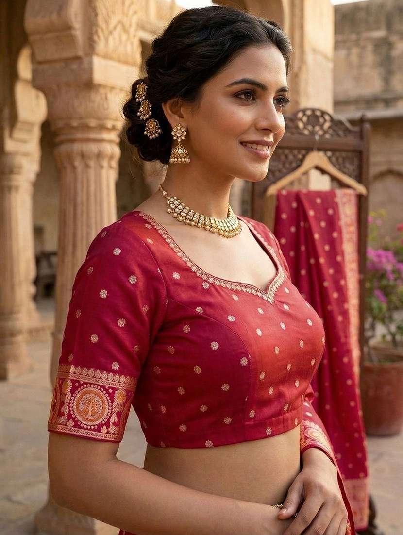 Women Self Design Banarasi Saree With Blouse - 22721967 -  Standard Image - 5