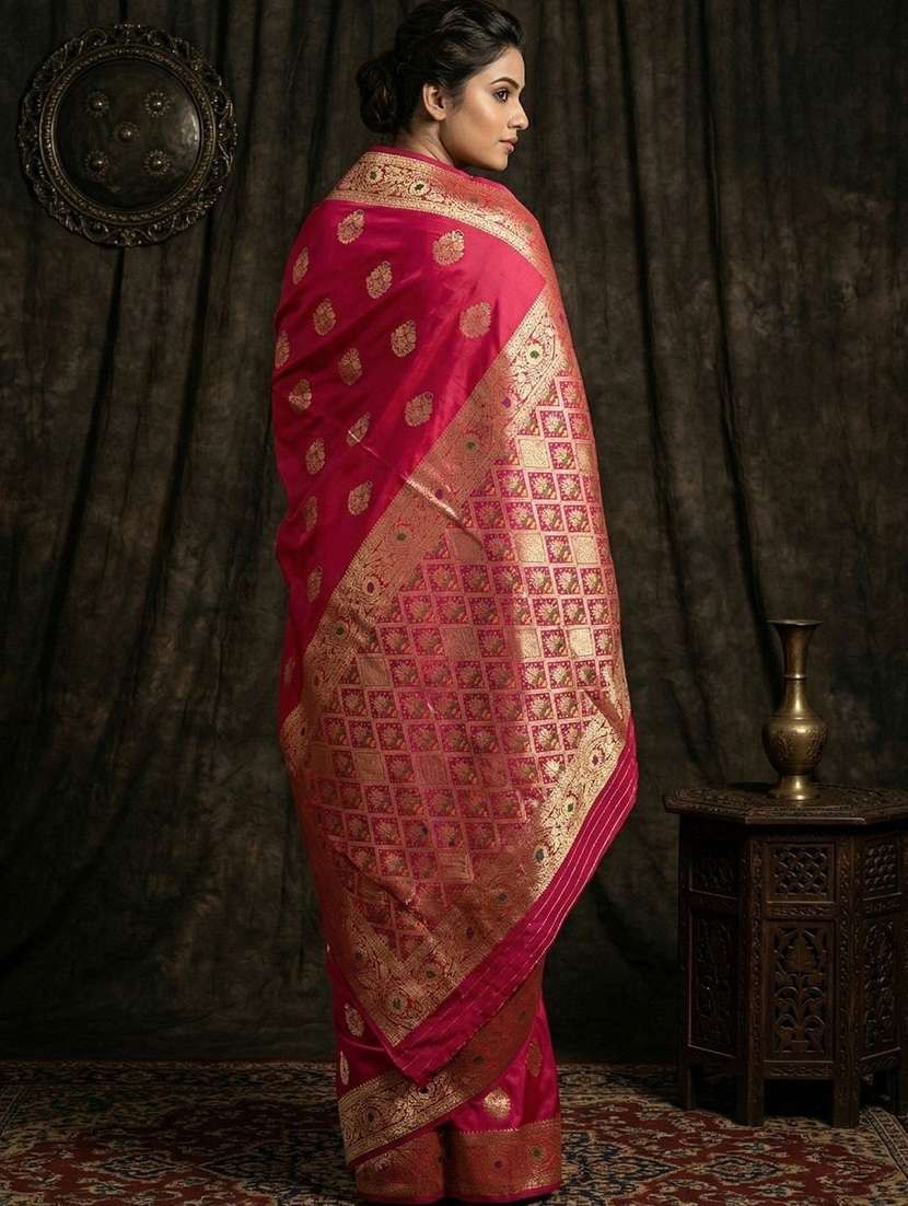 Women Self Design Bordered Saree With Blouse - 22721968 -  Standard Image - 3