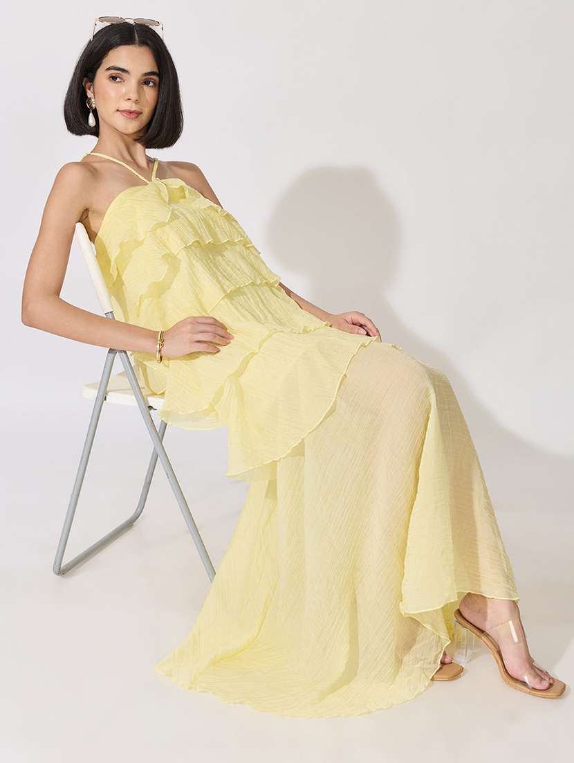 women self design sleeveless layered dress