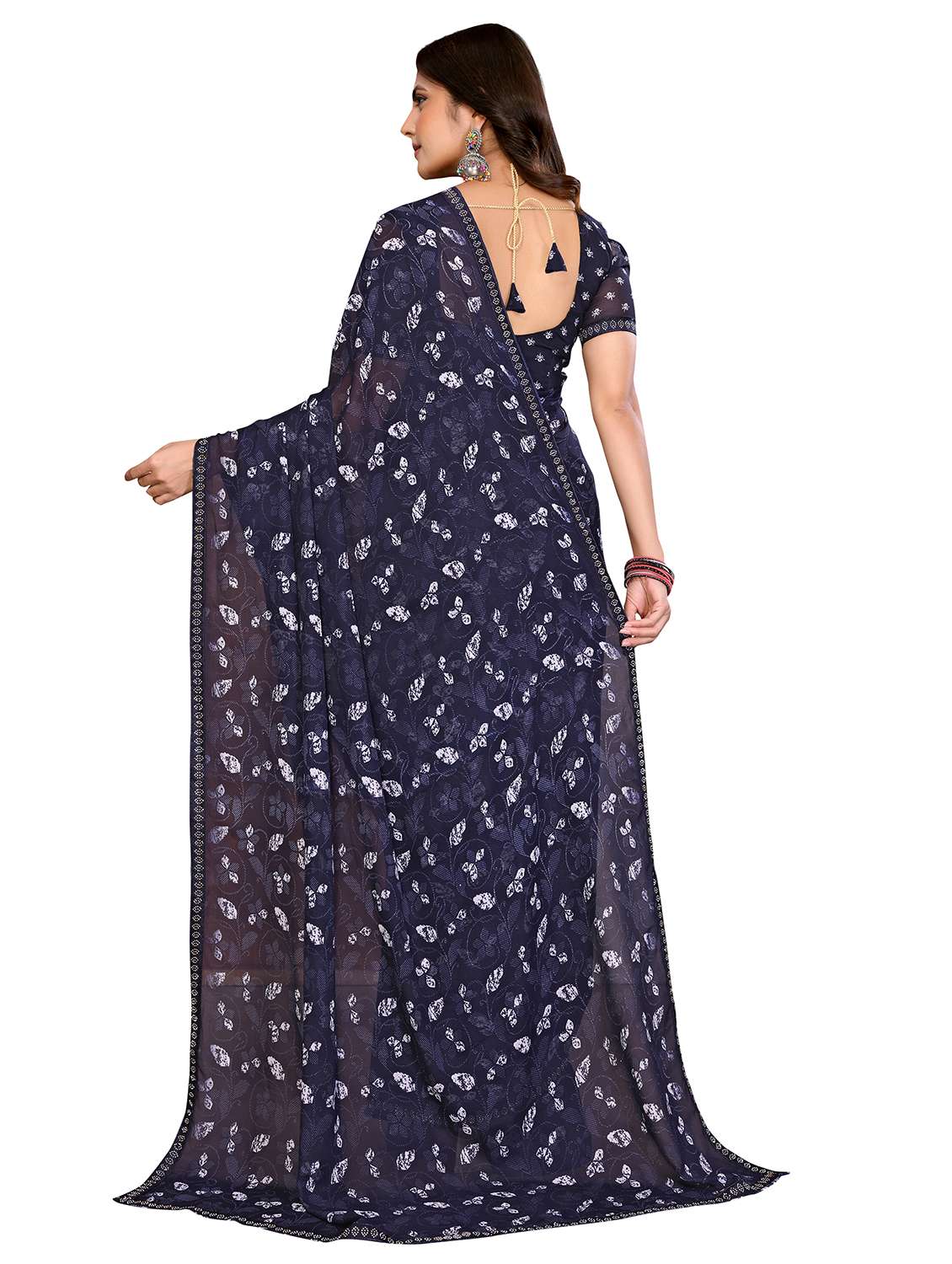 Women Printed Casual Wear Saree With Blouse - 22722792 -  Standard Image - 3