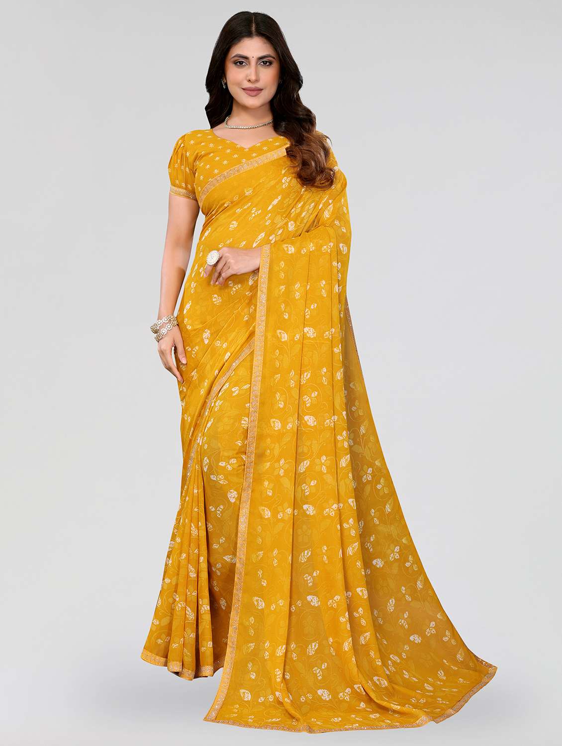 women printed casual wear saree with blouse