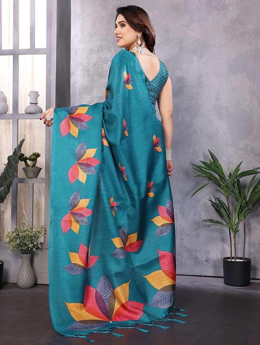 Women Printed Casual Wear Saree With Blouse - 22722895 -  Standard Image - 3