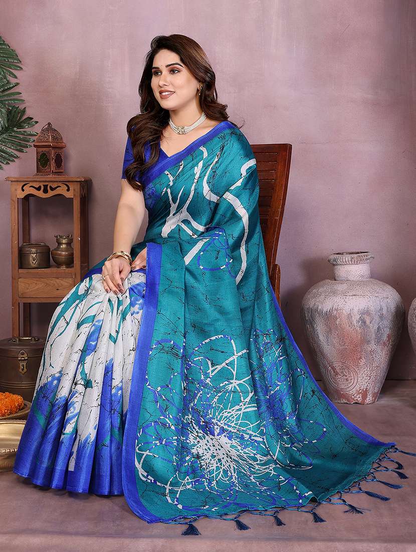 women printed casual wear saree with blouse