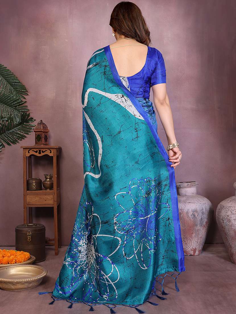 Women Printed Casual Wear Saree With Blouse - 22722958 -  Standard Image - 3