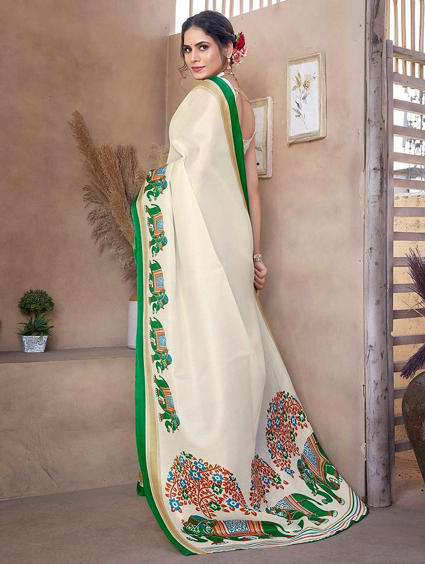 Women Printed Casual Wear Saree With Blouse - 22722970 -  Standard Image - 3