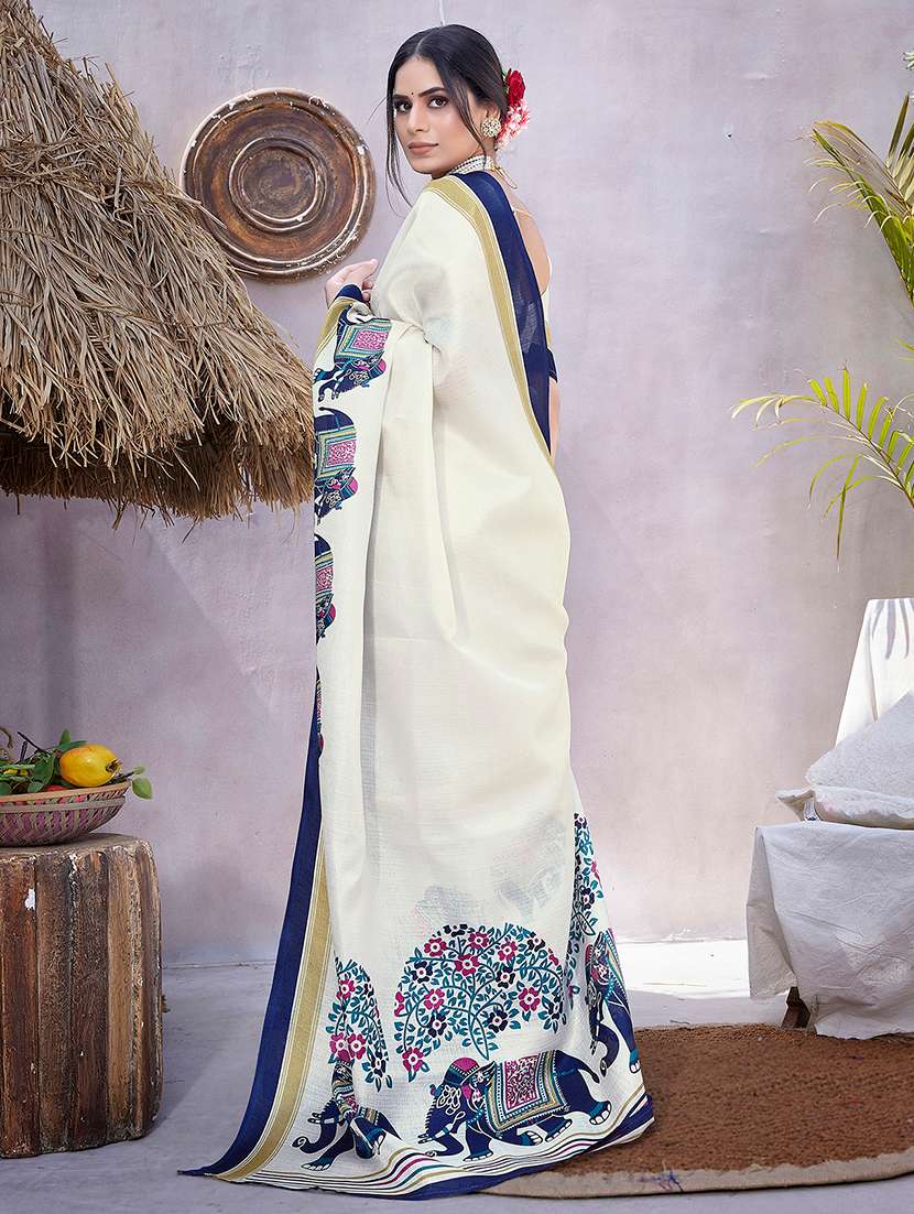 Women Printed Casual Wear Saree With Blouse - 22722971 -  Standard Image - 3