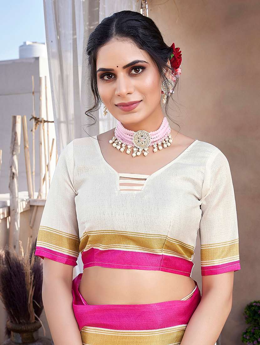 Women Printed Casual Wear Saree With Blouse - 22722972 -  Standard Image - 3