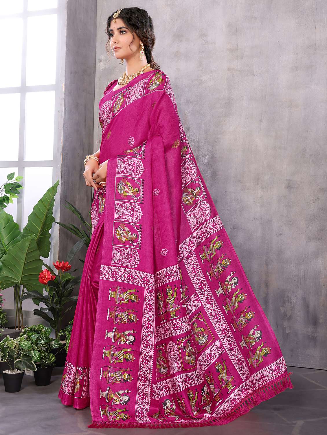 Women Printed Casual Wear Saree With Blouse - 22722995 -  Standard Image - 3